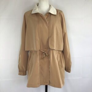 WORTHINGTON WOMEN TAN/BEIGE INDUSTRIES COLLAR DRAW STRING JACKET/COAT SIZE L